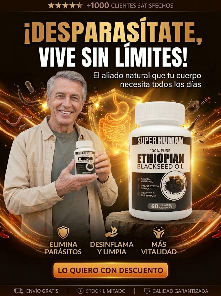 CÁPSULAS DE SEMILLA NEGRA - Desparasitante Natural y Limpieza Intestinal