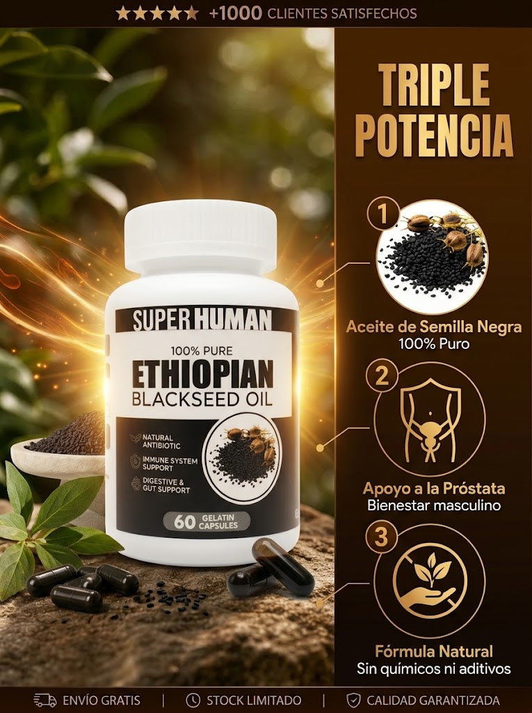 CÁPSULAS DE SEMILLA NEGRA ETIOPIE - Alivia y Desinflama su Prostata