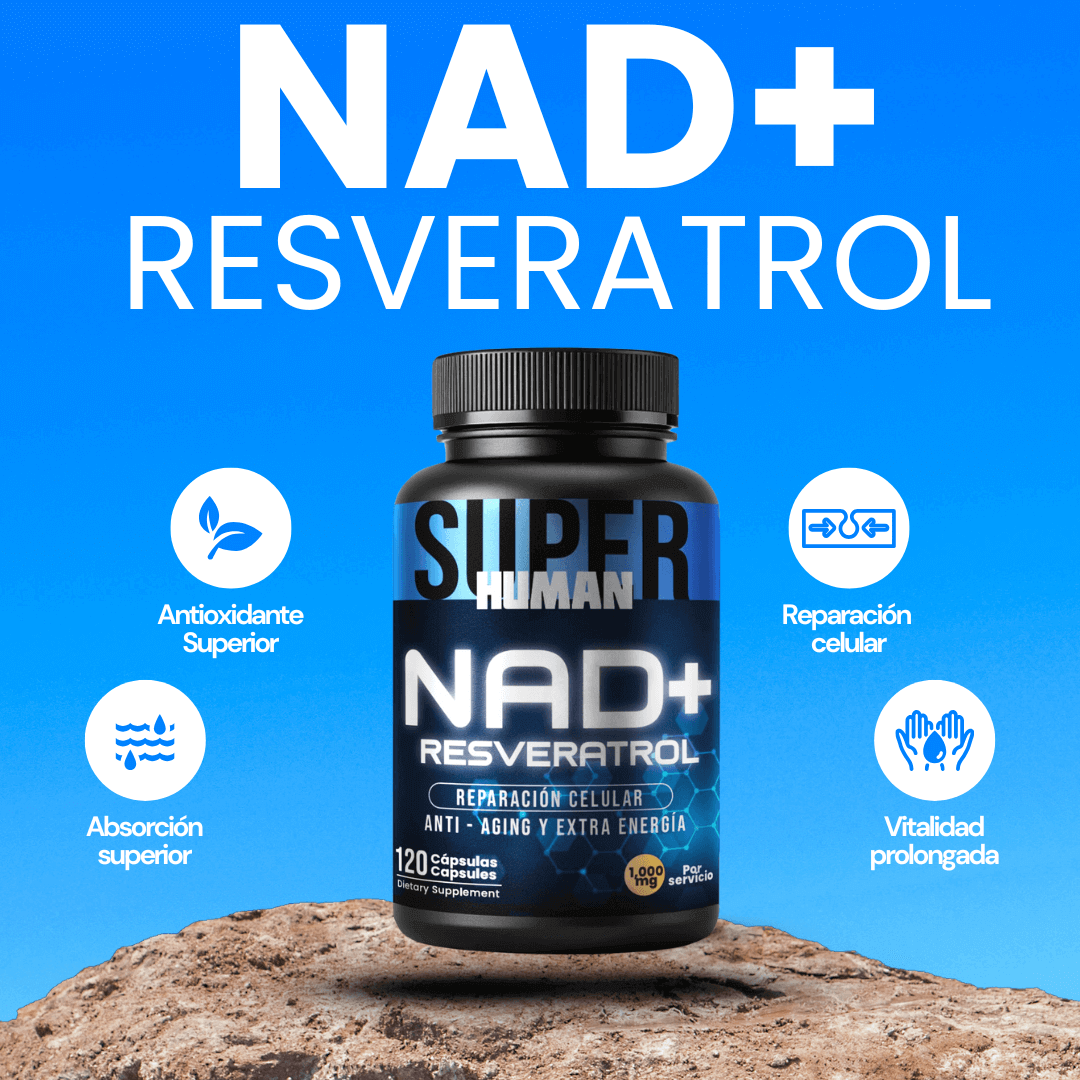 NAD + Resveratrol - Reparación Celular Antienvejecimiento y Energía Extra (120 Cápsulas)