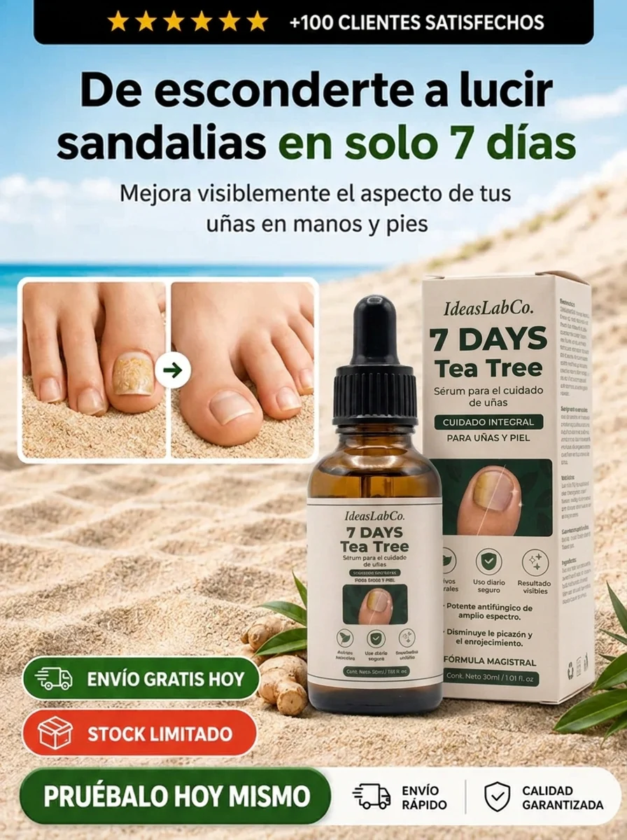 Sérum de tratamiento y crecimiento de uñas con árbol de té y jengibre (tratamiento de 7 días)