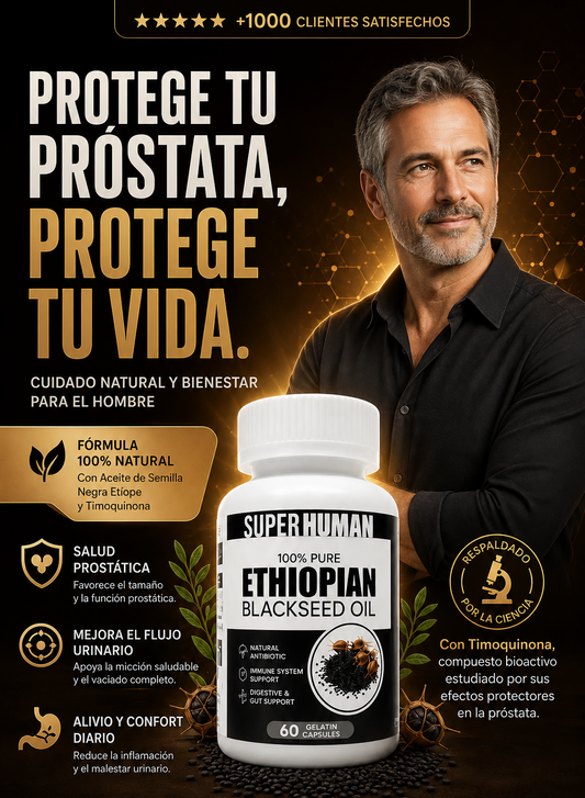 CÁPSULAS DE SEMILLA NEGRA ETIOPIE - Alivia y Desinflama su Prostata