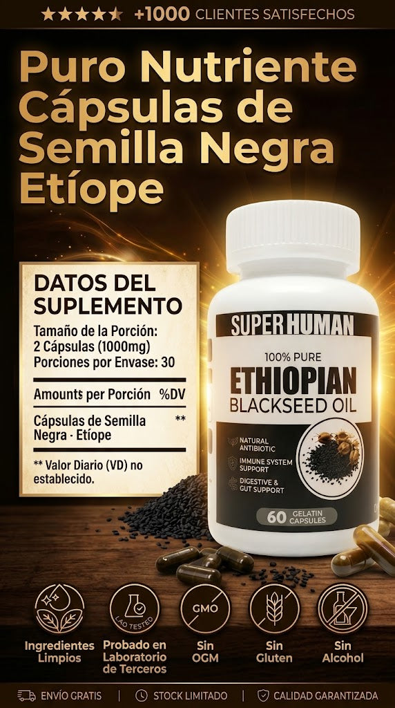 CÁPSULAS DE SEMILLA NEGRA ETIOPIE - Alivia y Desinflama tu Prostata