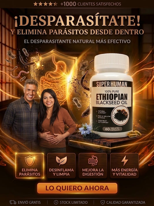 CÁPSULAS DE SEMILLA NEGRA - Desparasitante Natural y Limpieza Intestinal