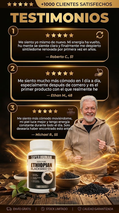 CÁPSULAS DE SEMILLA NEGRA ETIOPIE - Alivia y Desinflama tu Prostata