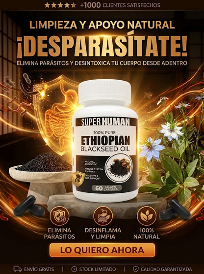CÁPSULAS DE SEMILLA NEGRA - Desparasitante Natural y Limpieza Intestinal
