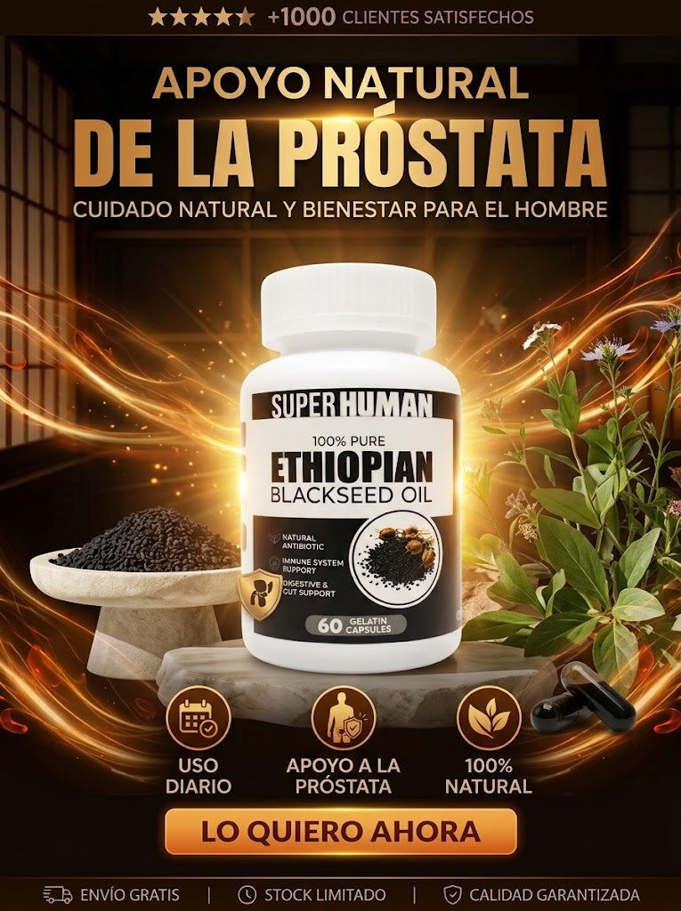 CÁPSULAS DE SEMILLA NEGRA ETIOPIE - Alivia y Desinflama su Prostata