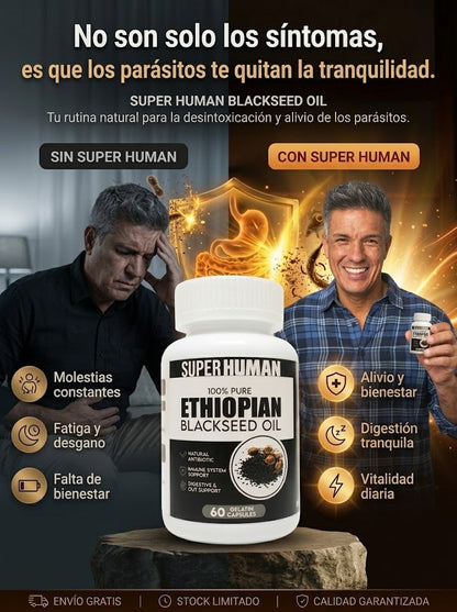 CÁPSULAS DE SEMILLA NEGRA - Desparasitante Natural y Limpieza Intestinal