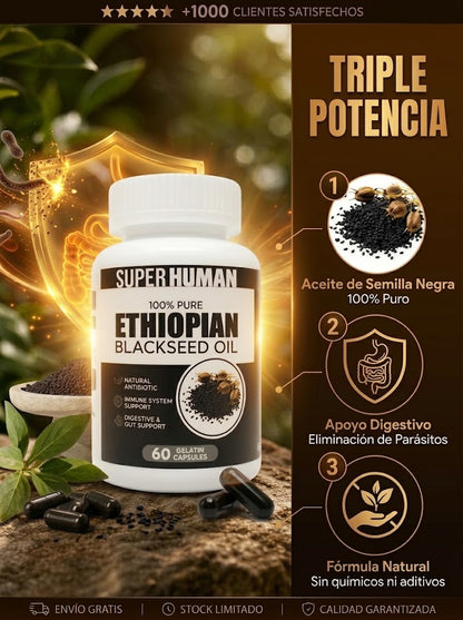 CÁPSULAS DE SEMILLA NEGRA - Desparasitante Natural y Limpieza Intestinal