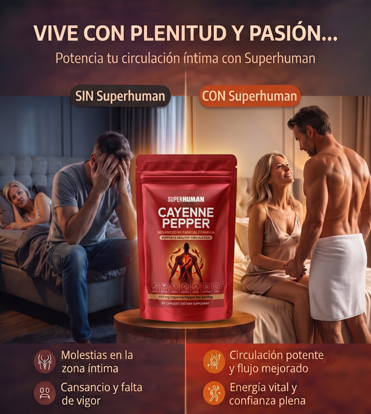 Cayenne Pepper – Fórmula Botánica de Alta Potencia | Apoya el Rendimiento Íntimo Pleno