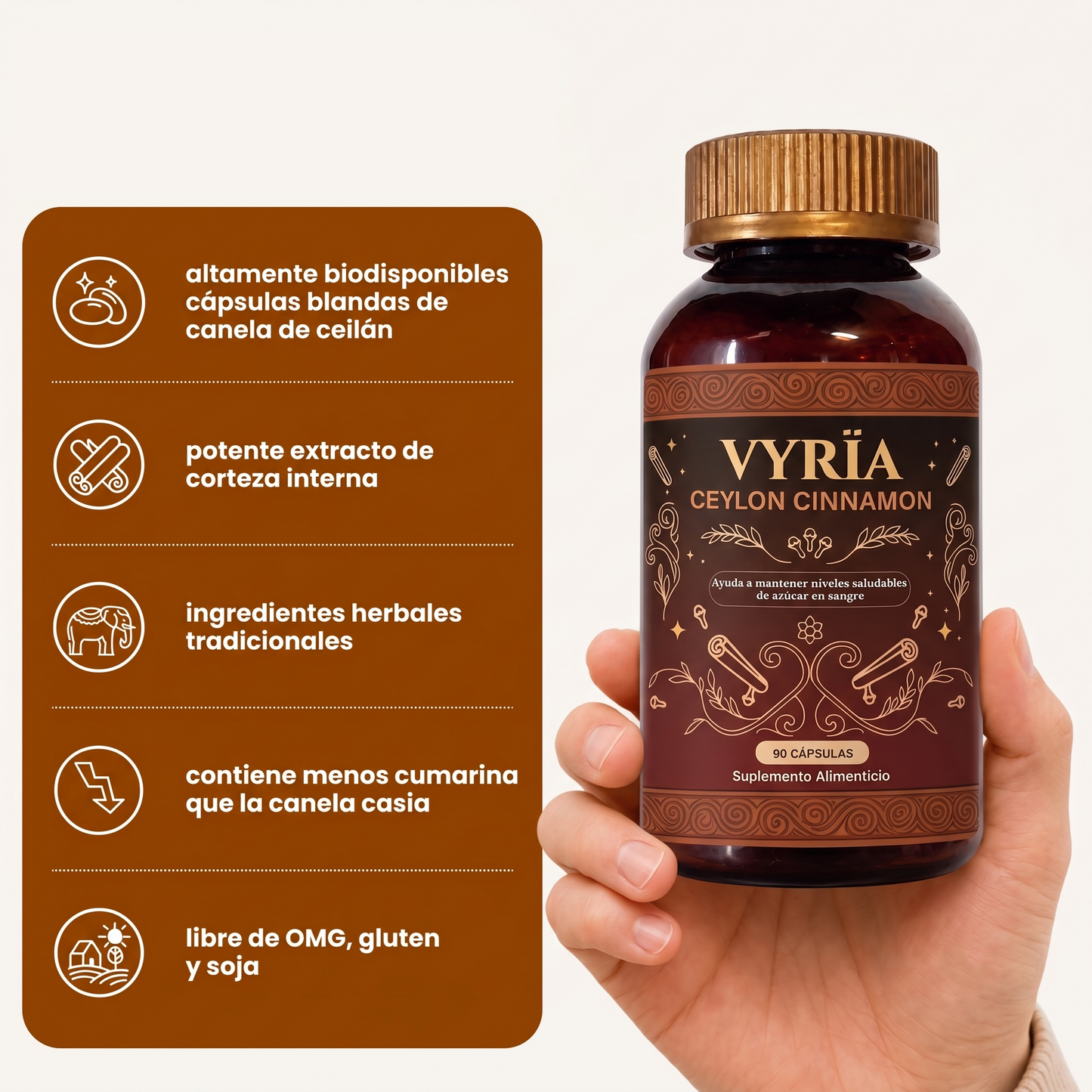 Ceylon Cinnamon - Mantiene los Niveles Saludables de Azúcar en Sangre