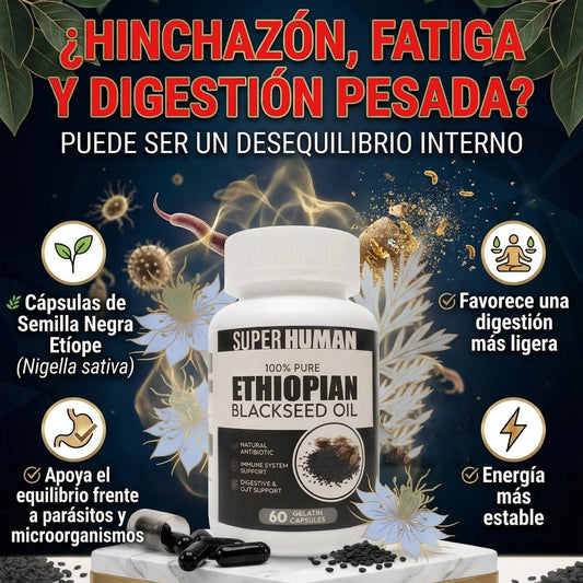 CÁPSULAS DE SEMILLA NEGRA ETIOPIE - Elimina Parásitos y Desinflama