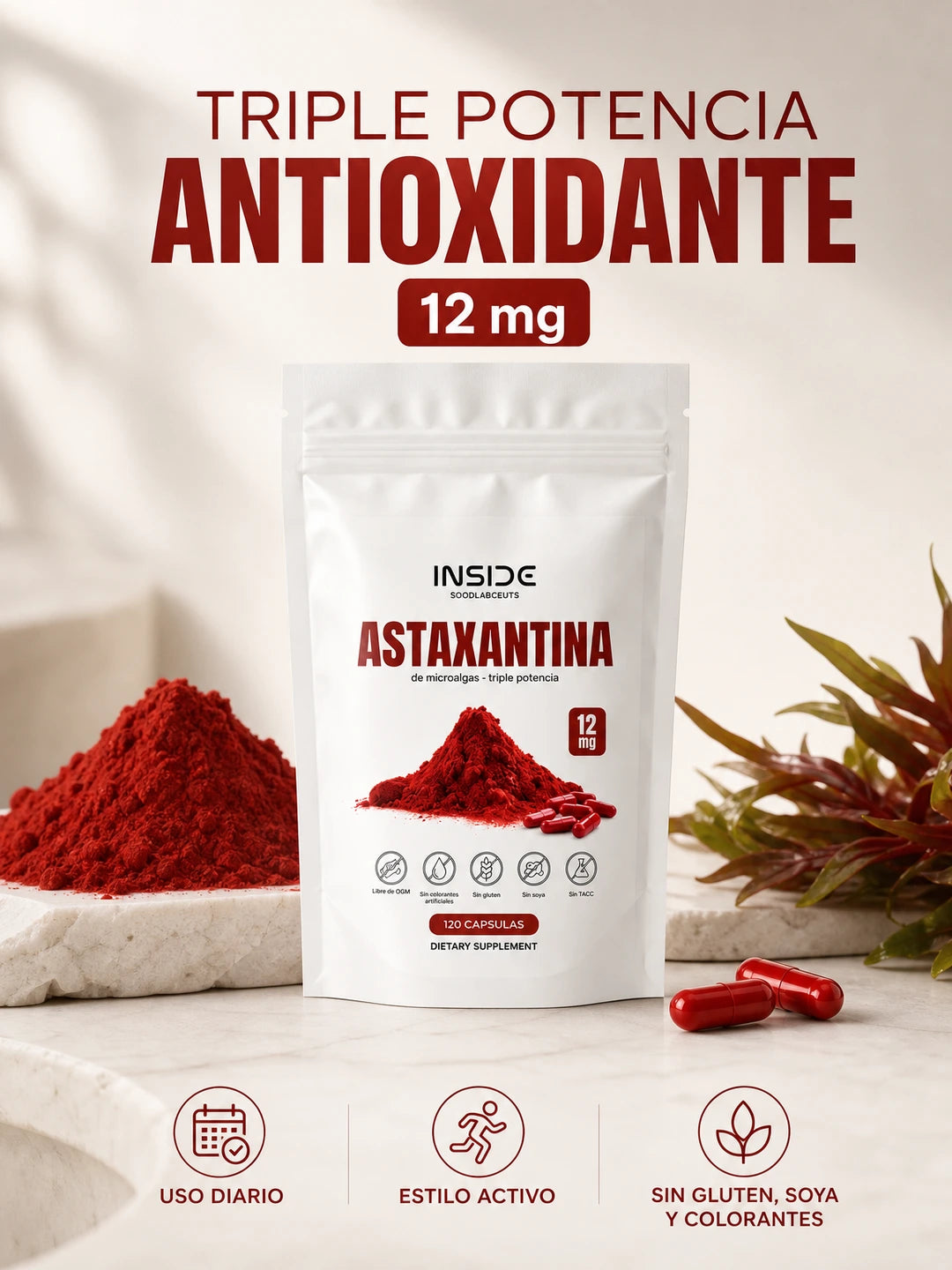 Astaxantina Antioxidante de Alta Potencia 120 Capsulas
