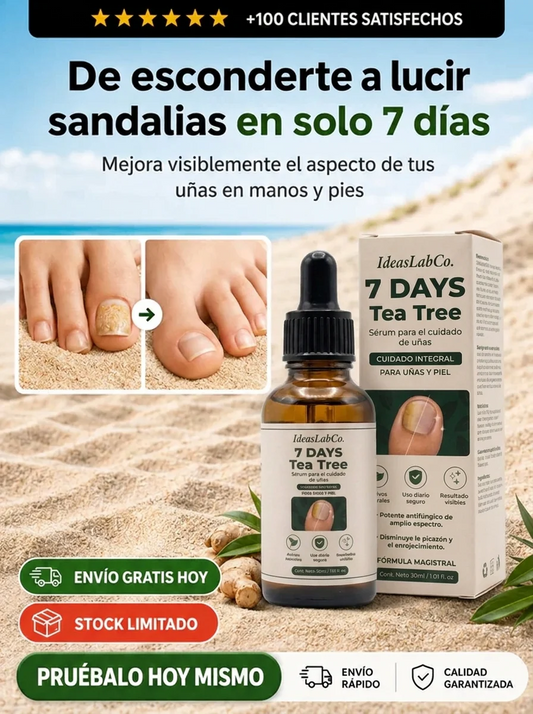 Sérum de tratamiento y crecimiento de uñas con árbol de té y jengibre (tratamiento de 7 días)