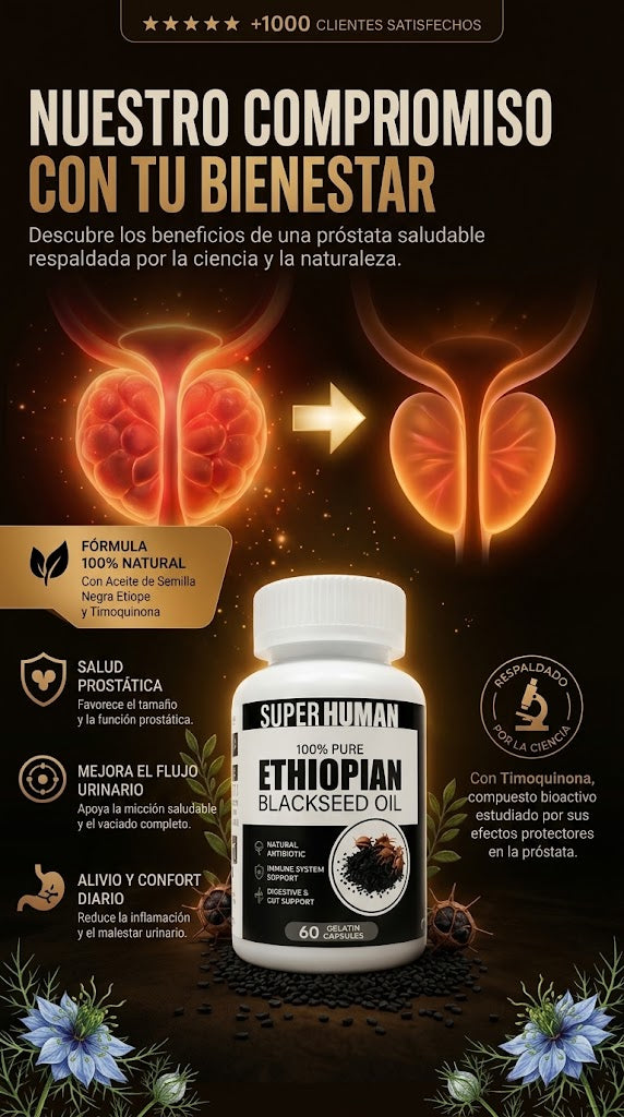 CÁPSULAS DE SEMILLA NEGRA ETIOPIE - Alivia y Desinflama tu Prostata